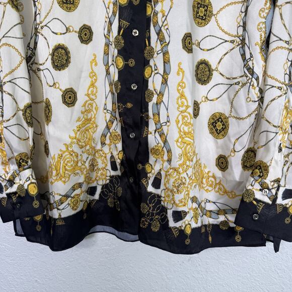 Zara Shirt Womens Small Baroque Chain Print Top Long Sleeve Button Up Vogue Chic - Picture 5 of 14